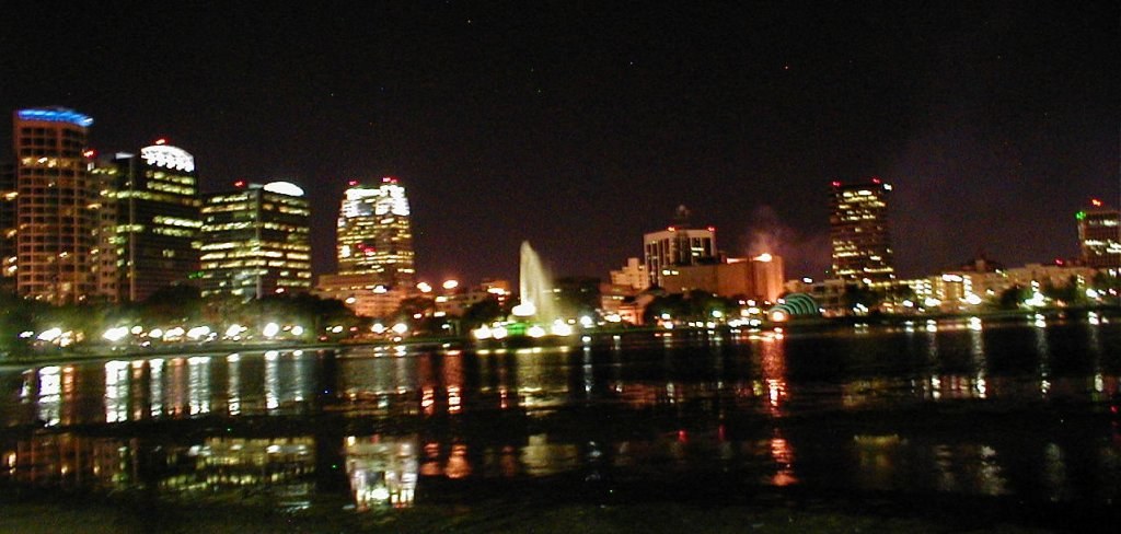 Orlando, Florida skyline from across Lake Eola
