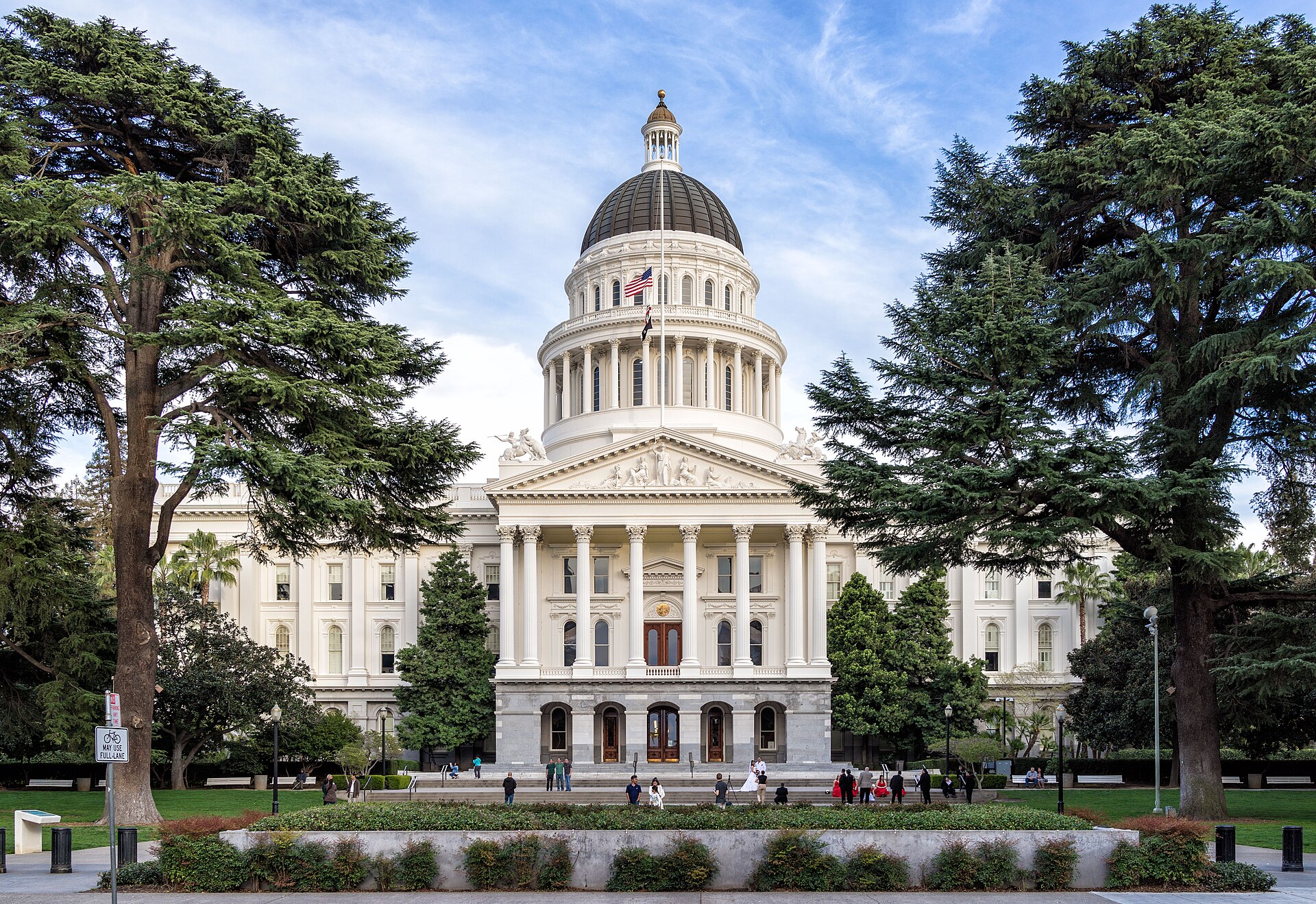 The California State Capitol in Sacramento seen from 10th Street