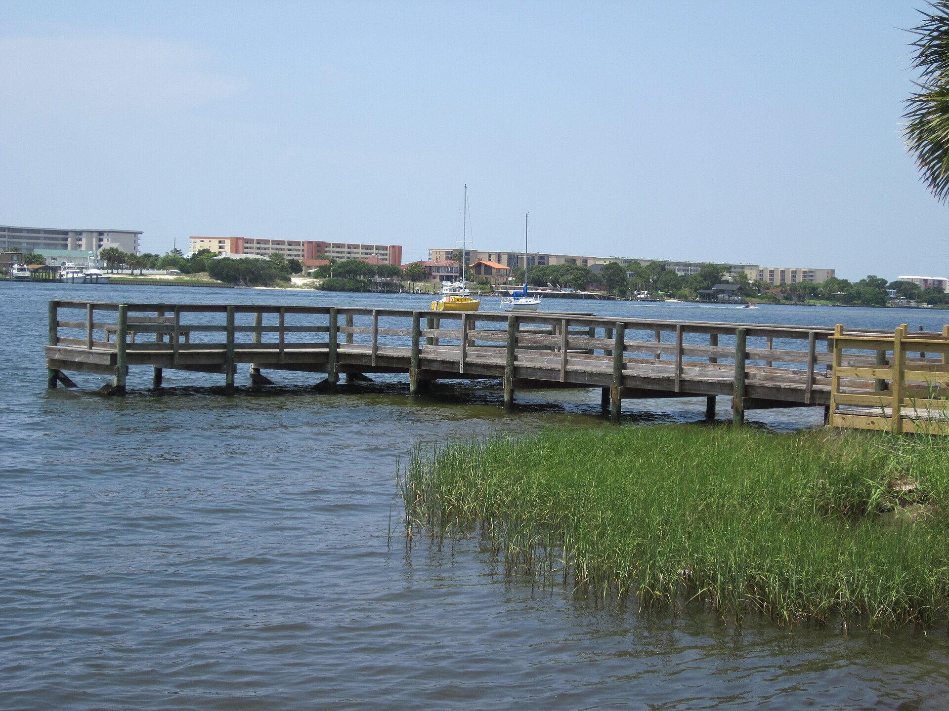 The Fort Walton Landing dock on Santa Rosa Sound in Fort Walton Beach, Florida