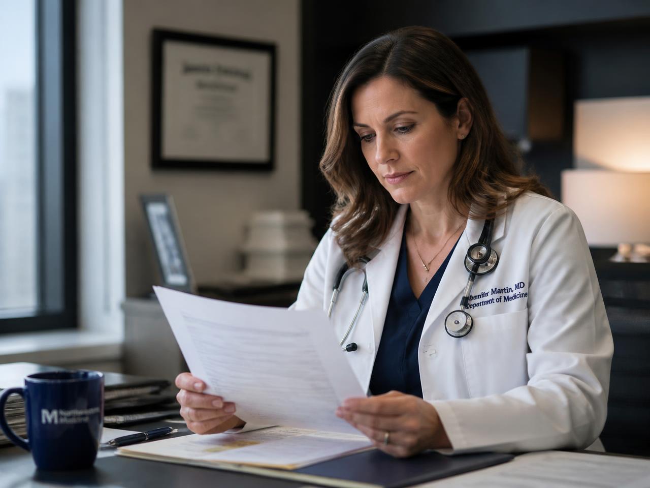 A clinician reviewing condition-specific evidence in a veteran's file
