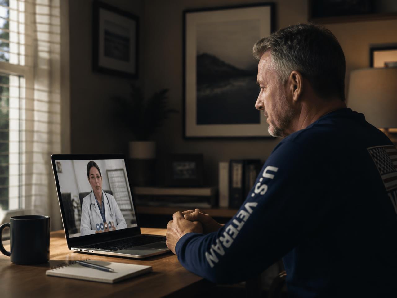 A provider meeting a veteran client by secure video