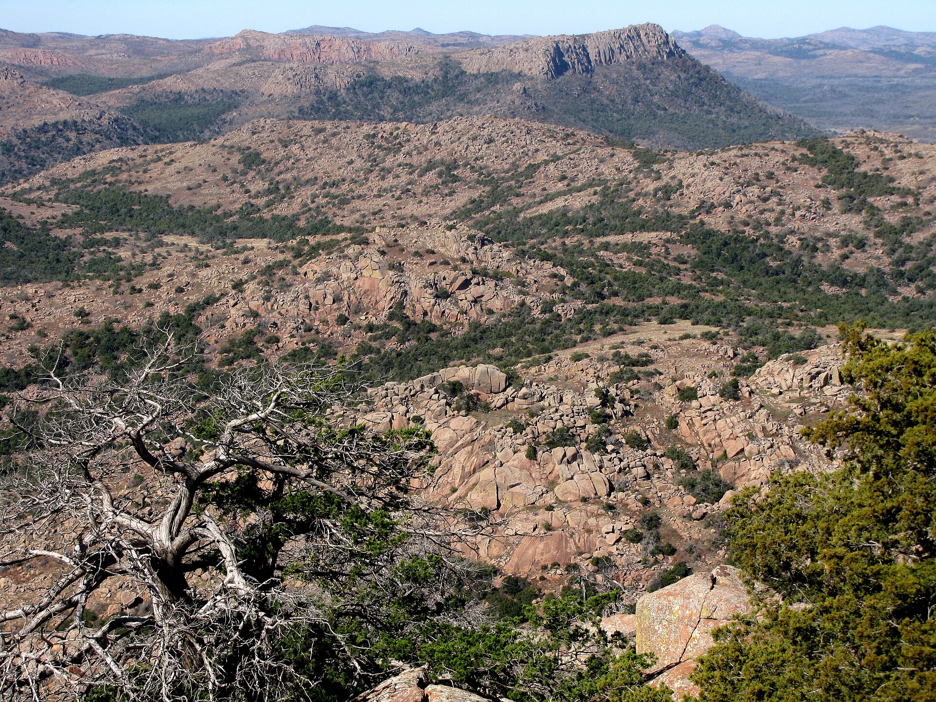 The Wichita Mountains in southwestern Oklahoma