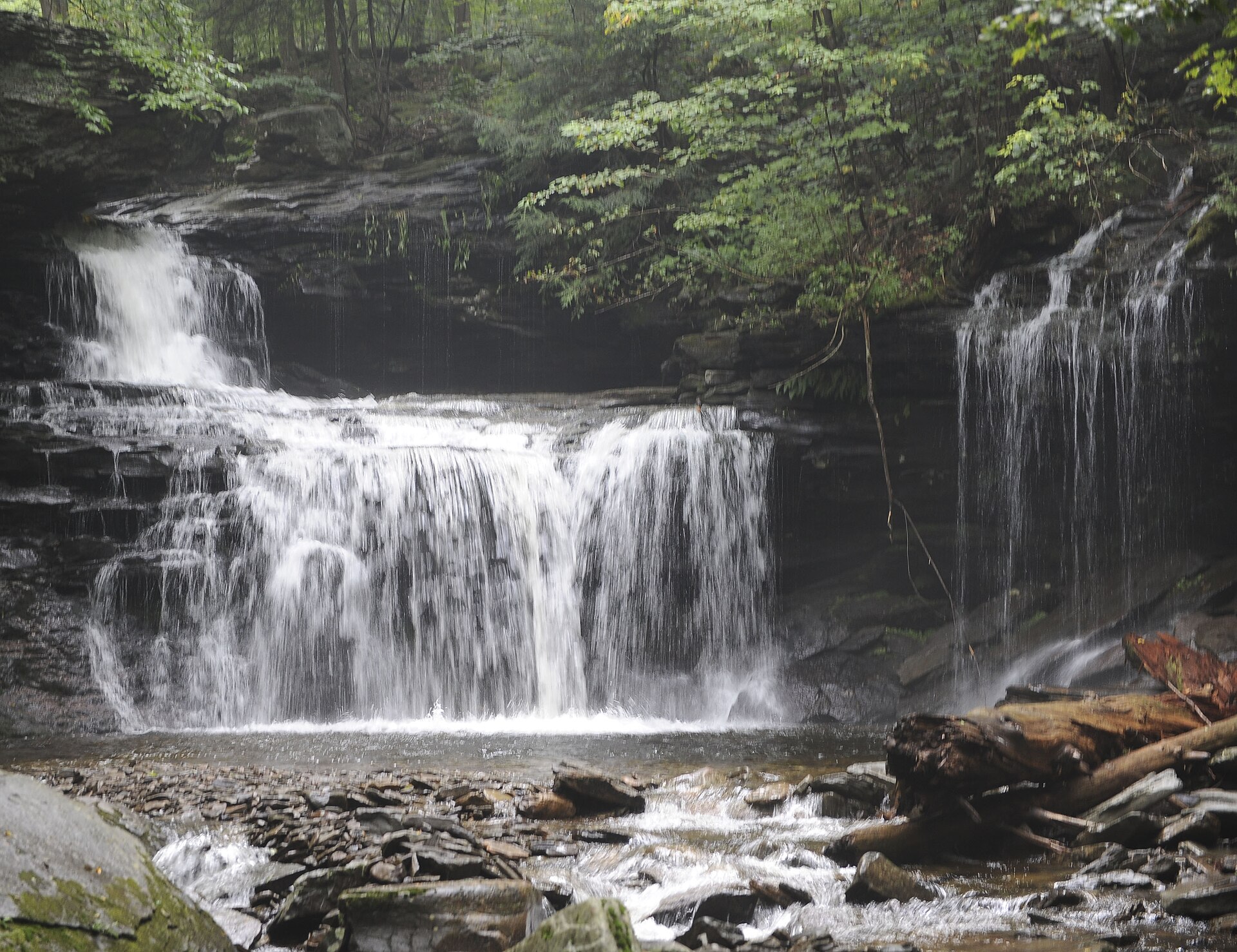 A waterfall along the Falls Trail in Ricketts Glen State Park, Pennsylvania