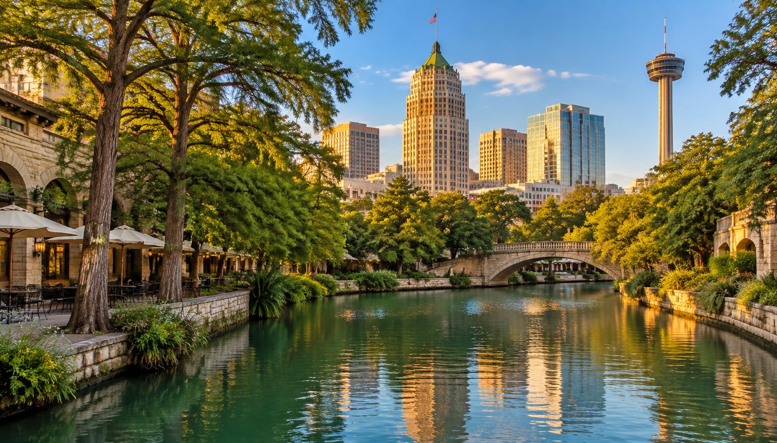 San Antonio, Texas skyline above the River Walk - VA nexus letters for local veterans